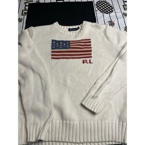 Polo Ralph Lauren Iconic American Flag Cotton Crewneck Sweater Sz XL